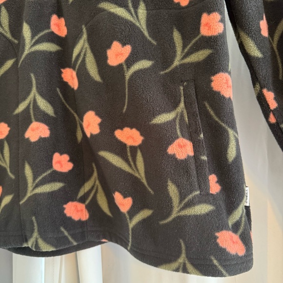O’Neill Josie Floral Fleece Half Zip Hooded Pullover Black Pink Women’s Medium - Picture 5 of 9